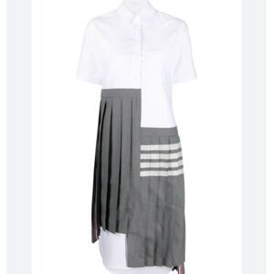 Thom Browne Asymmetric Pleated Dress